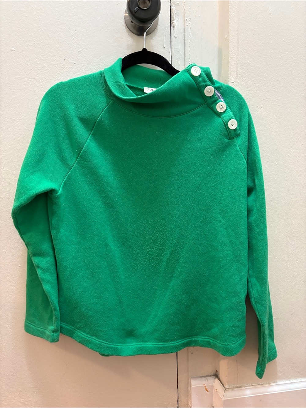 J. Crew Factory Green Button Shoulder Sweatshirt Size Small